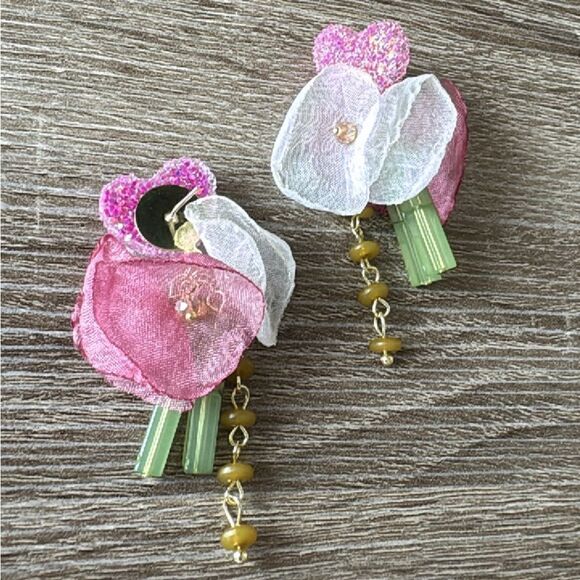 Bohemian heart drop earrings A365 - Picture 3 of 4